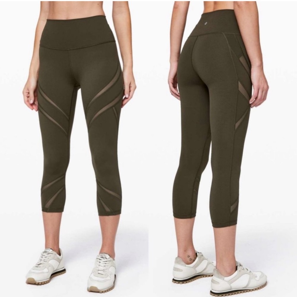 Lululemon | Wunder Under High Rise Crop | Mesh Dark Olive